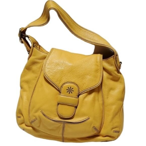 Isaac Mizrahi Yellow Hobo Leather Shoulder Bag Handbag Tote Purse WOMAN'S WOMENS